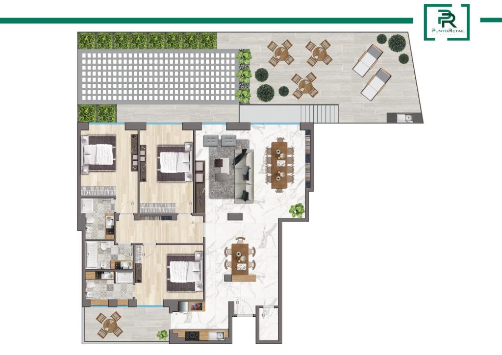 Floorplan of the BALDO 190 residence including outdoor terrace
